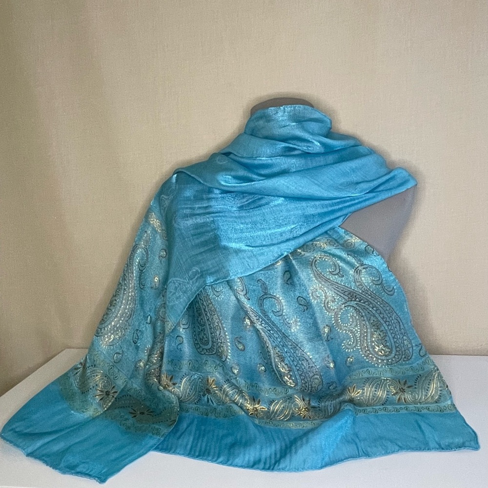 Blue Silk Pashmina